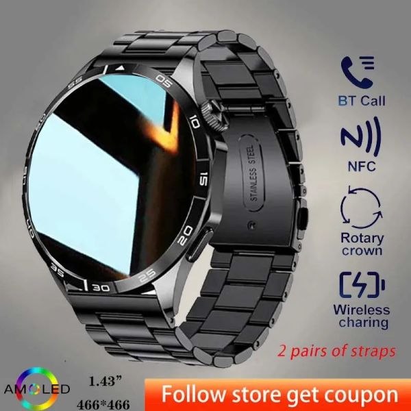 

2024 Watches New for Huawei Xiaomi GT4 Pro Smart Watch Men NFC GPS Tracker AMOLED 466*466 HD Screen Heart Rate Bluetooth Call Smartwatch watch