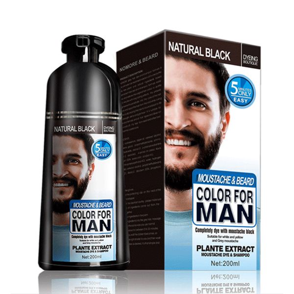 

US stock Beard Hair Color Shampoo for Men, Natural Permanent Beard Dye Shampoo, Colors Hair in Minutes, Long Lasting, 200ml, Black