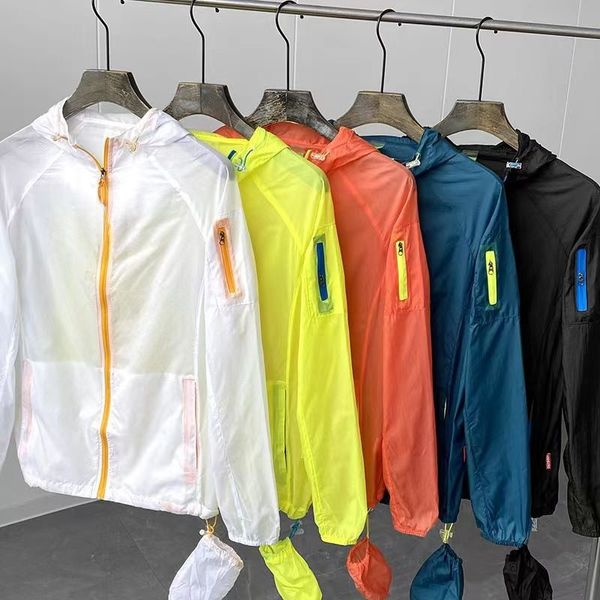 

Summer mens ultra thin jacket outdoor sun proof coat windbreaker loose casual womens hooded sunscreen clothing coats breathable dry waterproof jackets sportswear, White