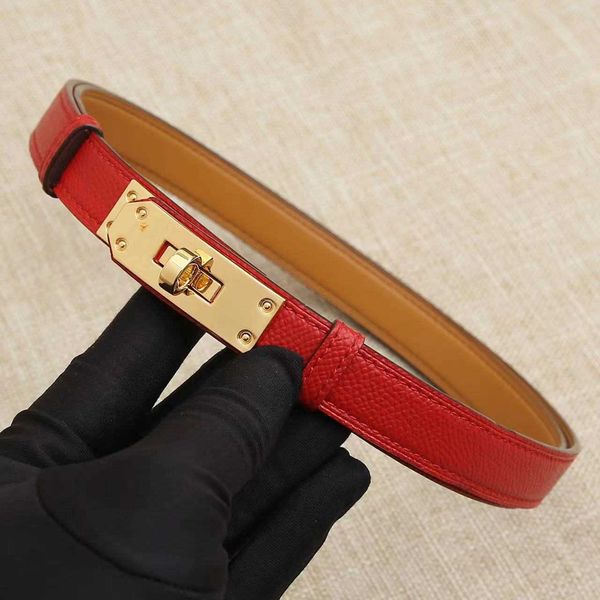 

Women Designer Tight Belts Red Waistband All-Match Waist Belt High-Quality Locking Buckle Vintage Fashion Genuine Leather, Multi