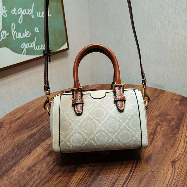 

1: 1top of The Line New Mini Jacquard Wine Barrel Bag, Sewn and Woven Fashionable Leisure Bag Tobirch Bag, Brown