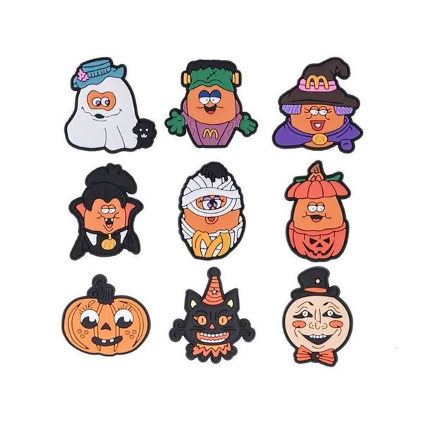 

hot selling halloween clog charms cartoon pumpkin clog charms autumn clog charm holiday gifts