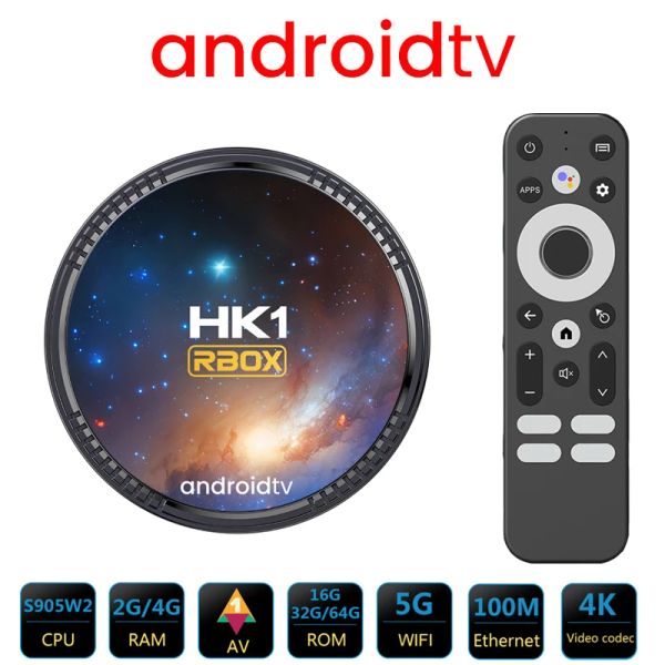 HK1 RBOX W2T Smart TV BOX Android 11 ATV Amlogic S905W2 4GB 32GB 64GB 2.4G/5G Dual Wifi 4K HD AV1 BT Media Player TVBOX