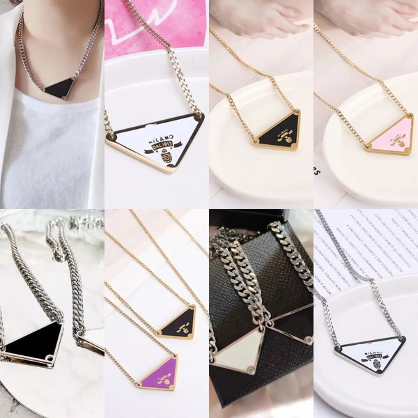 

Womens Trendy Personality Clavicle Chain Necklaces 18K Silver Gold Inverted Triangle Pendant Necklaces for Men Woman Luxury Designers Brand Fashion Jewelry Gifts
