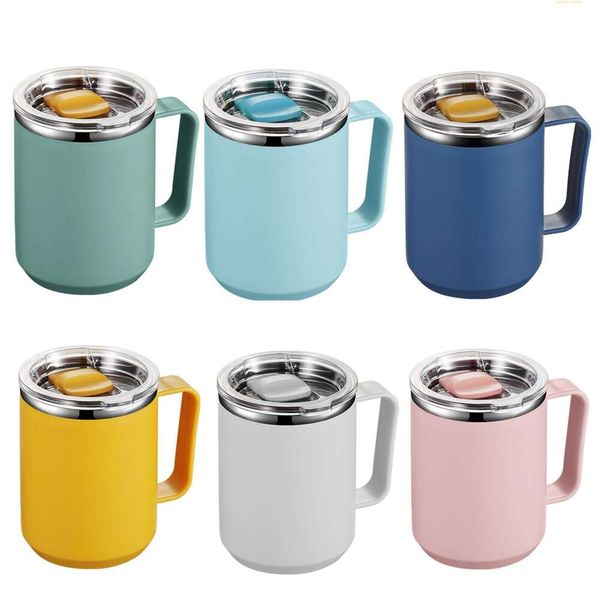 

450ml Thermal Coffee Mug - Double Insulated, Shatterproof Stainless Steel with Handle, Perfect for Office, Outdoors & Travel, Pink