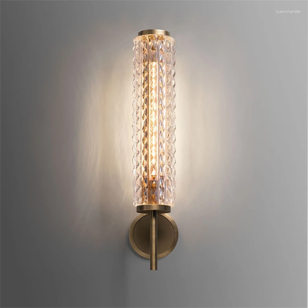 

Lamps Wall All Copper Light Luxury Crystal Glass Bedroom Living Room Staircase Aisle Designer El Sconces Lights s