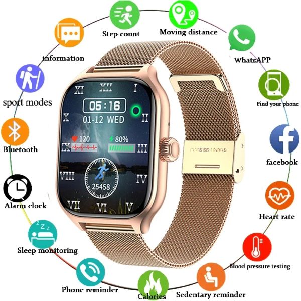 

Bluetooth 2024 Call Fiess Bracelet Waterproof 1.83 Inch Color Screen Full Touch Customized Dial Women Smart Watch
