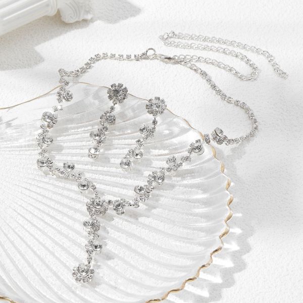 

Cross border rhinestone necklace earring set for bride's wedding banquet, light luxury, fashionable, super sparkling full diamond jewelry