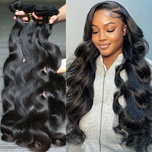 

Melodie Loose Body Wave 30 40 Inches 2 3 4 Bundles Human Hair Weavy Double Drawn Bundle Hair Extension Brazilian Remy for Women, As the picture show