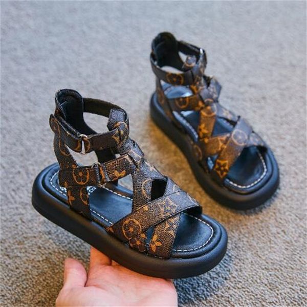 

Fashion Summer kids Shoes Girls Sandals Roman shoe Children Open toe Sandal Slipper Casual Princess Shoes Soft Sole Beach Slides, Black