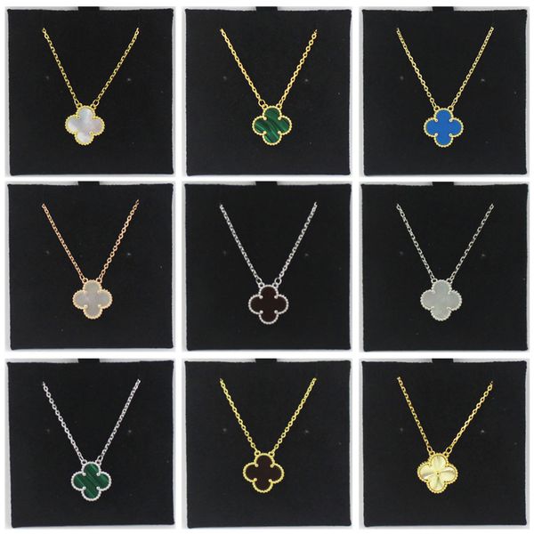 

15mm Fashion Classic4/Four Leaf Clover Necklaces Pendants Mother-of-Pearl Stainless Steel Plated 18K for Women Girl Valentines Mothers Day Engagement Jewelry-Gift