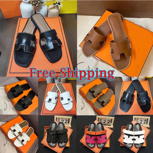 

Free Shipping Luxurys Womens oran Slippers Womens Sandals Fashion Floral Slipper Leather Rubber Flats black white brown Sandals Summer Shoes Sliders 36-42, Color 4