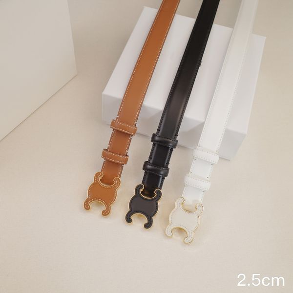 

Womens Designer Belt Genuine Leather Belts 2.5CM Width Leisure Smooth Cowhide Buckle Slim Waist Girdle Black Browm White Colors Optional Luxury Waistband 90-115CM