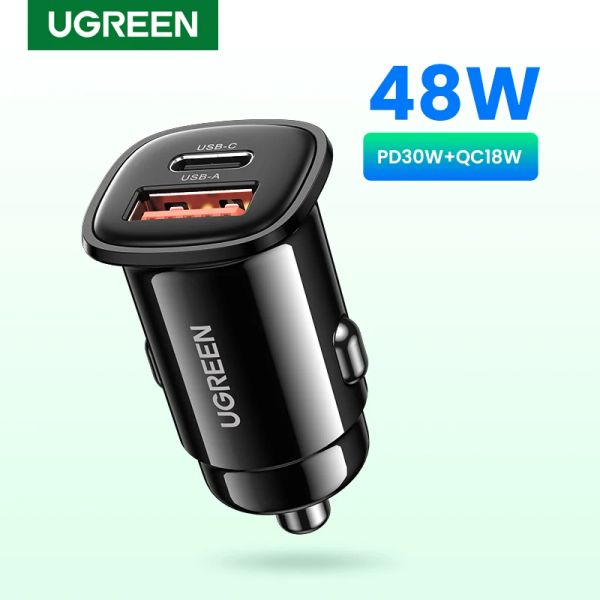 

Car UGREEN Charger 30W PD Quick Charge QC4.0 3.0 SCP Type C Fast USB Car Charger For iPhone 14 13 12 Xiaomi Mobile Phone Charger