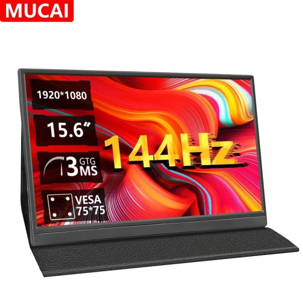 MUCAl 15.6 Inch 144Hz Portable Monitor FHD 1920*1080 Travel Gaming IPS Display Screen For Laptop Phone Switch Ps4/5 XboX MacBook