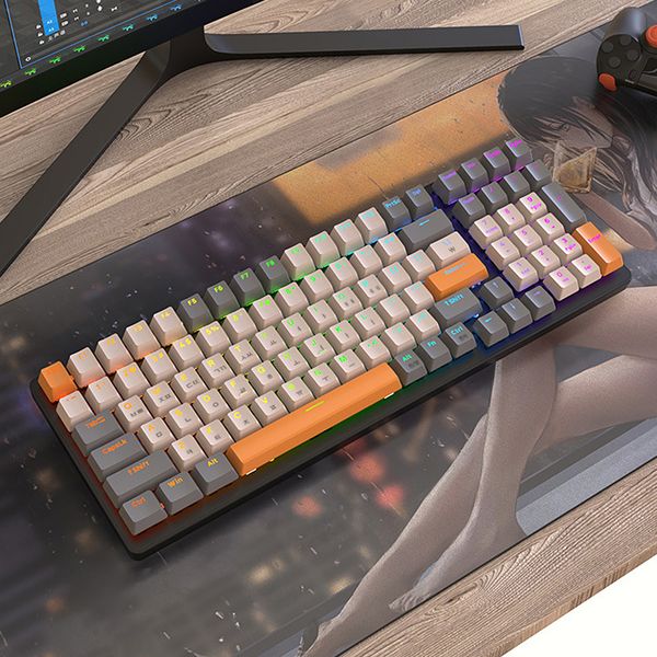 Bluetooth-compatible Gaming Keyboard 100 Keys Mechanical Keyboard 2.4G Personalized Keycap 3 Modes Type-C for Computer Laptop