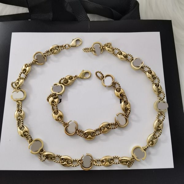 

Fashion Unisex Pendant Necklace Women Letters Link Chain Choker Bracelet Designer Mens 18K Gold Plated Copper Necklaces Design Brand Jewelry Party