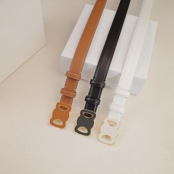 

Designer Casual Leather Belts Fashion Women's Belt 2.5 CM Wide Smooth Buckle Travel Accessories 3 Colors, White