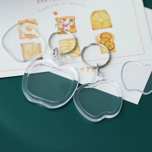 2-5Pcs/Pack Transparent Rectangle Blank Acrylic Insert Keychain Photo Picture Frame Keyring Holder DIY Split Ring KeyChain Gift