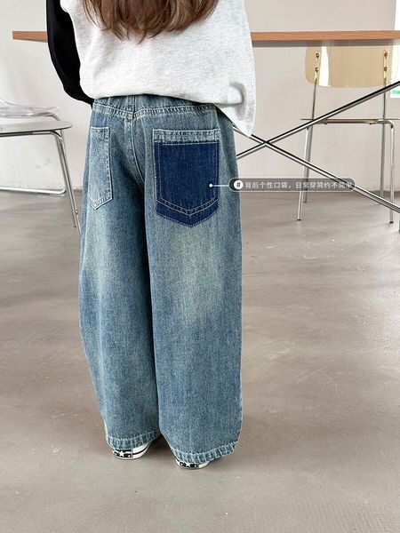 

New baby wide straight leg jeans hipster kids pants, Black