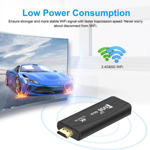 Mini Smart TV Stick TV98 Android 12.1 4K Box 5G WiFi H.265 Media Player Receiver Set Top 16adb