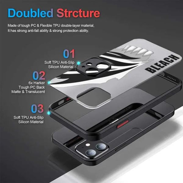 Phone Case for iPhone 14 new 13 12 11 2025 Pro Max XR X 7 8 XS 6 6S Plus MINI Matte Cover Bleach Anime Cool
