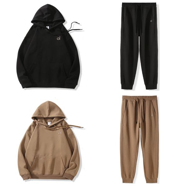

Yoga AL Hoodie Sweatshirts+jogger Sweatpants Spring/autumn/winter Thin Hooded Sweater Loose Oversized Outdoor City Studio-to-street Pullover Sier 3D on Chest