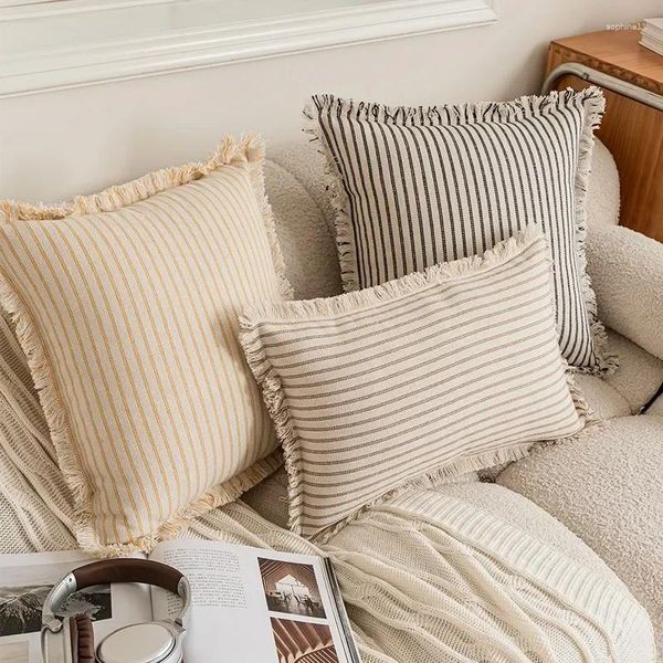 

Tassel Euro Ramie Pillow Cover Decorative Boho Style for Couch Bed Home Decor
