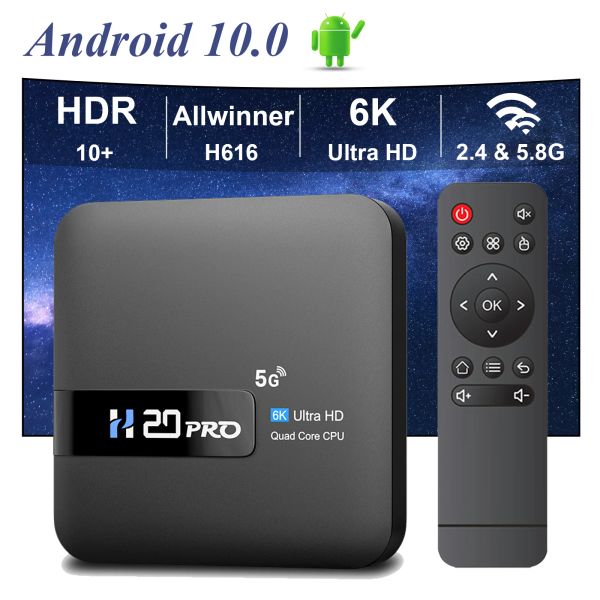 H20PRO Smart Android TV Box 10.0 16GB 2.4&5G WIFI 4K Media Player Play Store Very Fast 1080P Set Top
