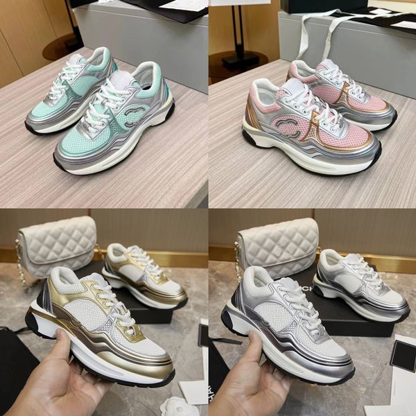 

2024 Brand Shoe Sneakers Women Shoe Designer Shoes Best Original Quality Shoe Sneakers Lace-up Casual Shoes Classic Trainer Fabric Suede City Size With Box, Champagne