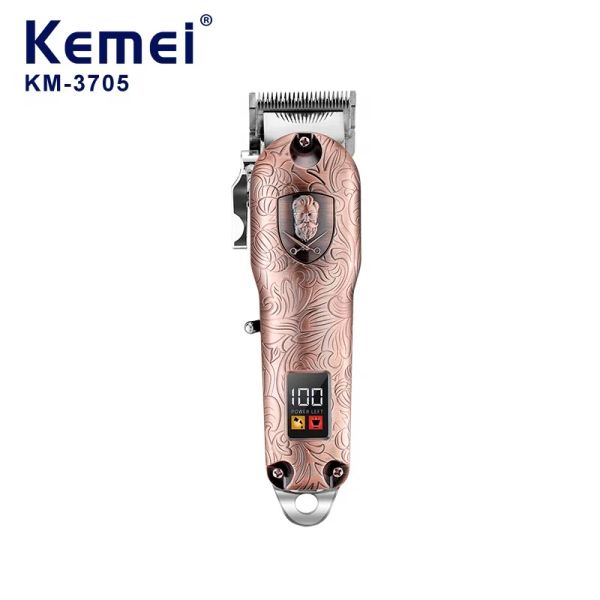 New Full Metal Copper Color Usb Charging Hair Clipper Kemei Km-3705 newKM-3706 Retro Emed Appearance Men'S Hair Clipper 1b22d