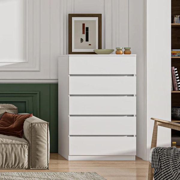 

Drawer 5 Dresser for Bedroom Vanity Desk White Living Room Make Up Table Hallway Toilet Furniture Makeup 27.6 in Furnitures Home up s