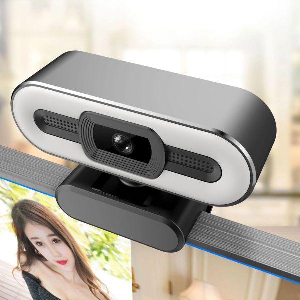 New 4K Webcam Autofocus HD Webcam with Fill Light Rotatable Laptop Webcam PC Computer Camera with Microphone for Youtube Video