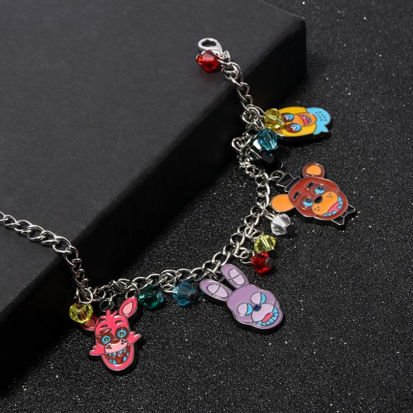 Anime Game FNAF Figures Freddy Charms Bracelet Foxy Bonnie Figure Pendant Bangles Bracelets For Women Men Jewelry Collection