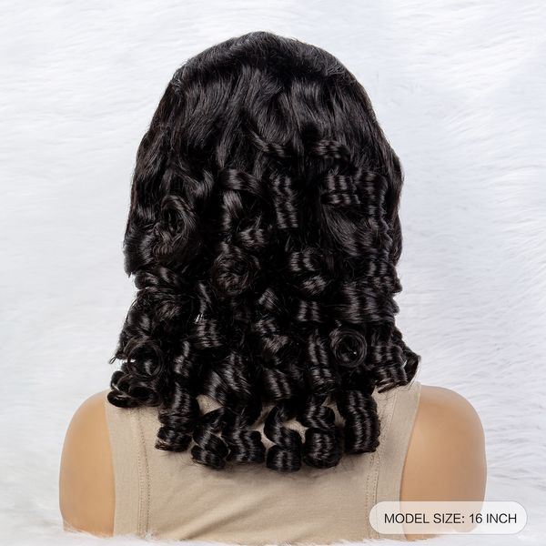 

Bouncy Malaika Curly Spring Black FUMI 13x4 Lace Front Human Hair Wigs High 250 Density For Women Real Wave Frontal Virgin Wig al, Ombre color