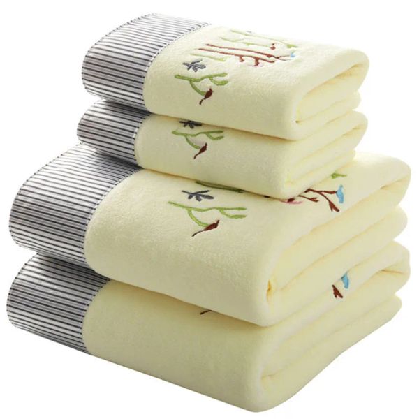 

Lace Embroidered Towel Microfiber for Adults Colourful Tree Bathroom Face Bath Towels Quick Dry Family Set Large Thick, Black