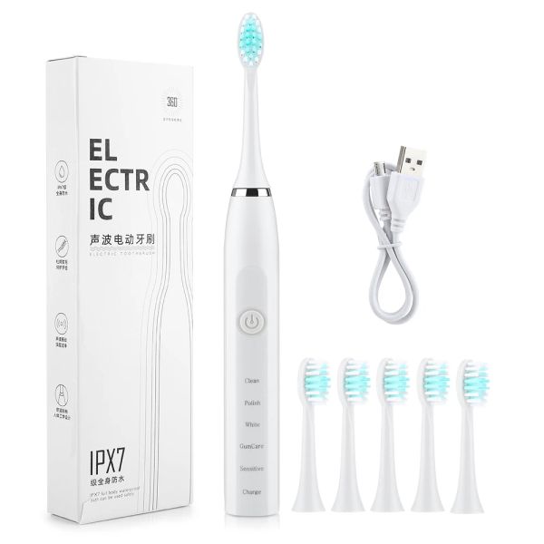 Portable Sonic Electric Toothbrush for Men and Women USB Rechargeable IPX7 Waterproof Tooth Whitening Cleaning Oral Dental Care