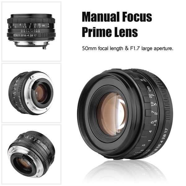 50mm F1.7 Large Aperture Camera Lens Manual Focus Prime Lens PK Mount Lens for Pentax K1/ K-1 Mark II Full Frame Cameras
