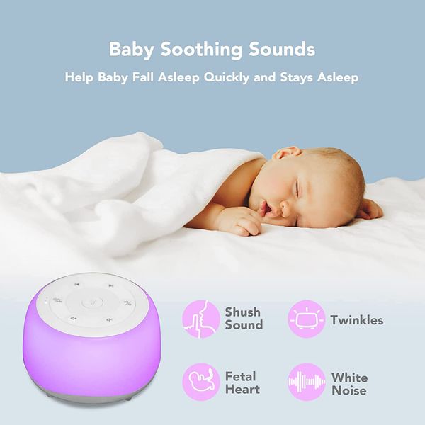 Desktop White Noise Machine Sleep Sound Machine Baby Sleep Soother 7 Colors Night Lights 34 Soothing Sounds 30/60/90min Timer