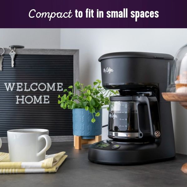 2023 New Mr. Coffee 5-Cup Programmable Coffee Maker, 25 Oz. Mini Brew, Black