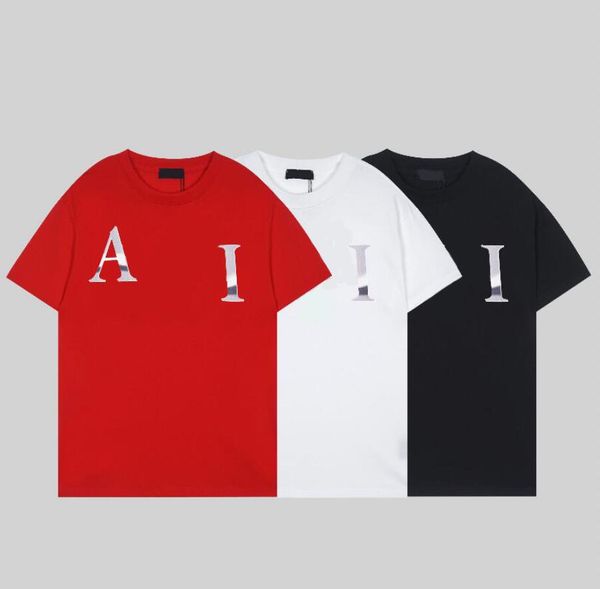 

2024 Summer Mens Women T-shirts Fashion Short Sleeved Tee Shirts with Letters Casual Tee Tops S-3XL Top Quality 10A, White-2