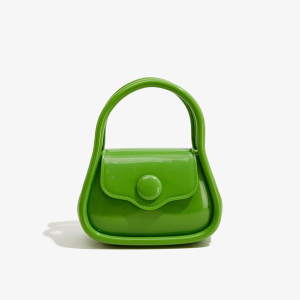 

Fashion Candy Color Kids Jelly Purse and Handbags Pearl Handle Bag Transparent Mini PVC Jelly Bag for Little Girls, Green