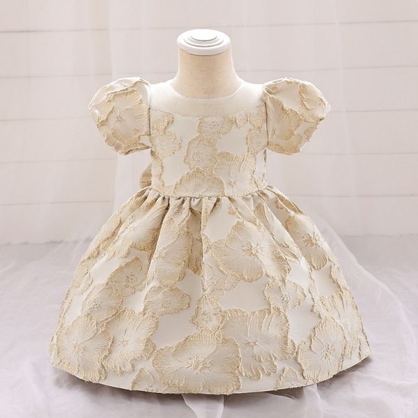 

Girls' Dresses Birthday Jacquard Puffed Sleeve Party Fashion Kids Dress, Green