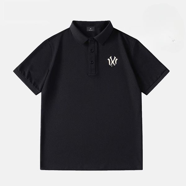 

POLO T-shirt loose senior business casual embroidery summer men and women lapel men's short-sleeved large size, Indigo