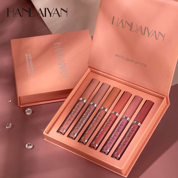 

designer HANDAIYAN Han Daiyan Beauty Waterproof Non stick Cup Lipstick Set Matte 6-piece Lip Color Lip Glaze Gift Box, Purple