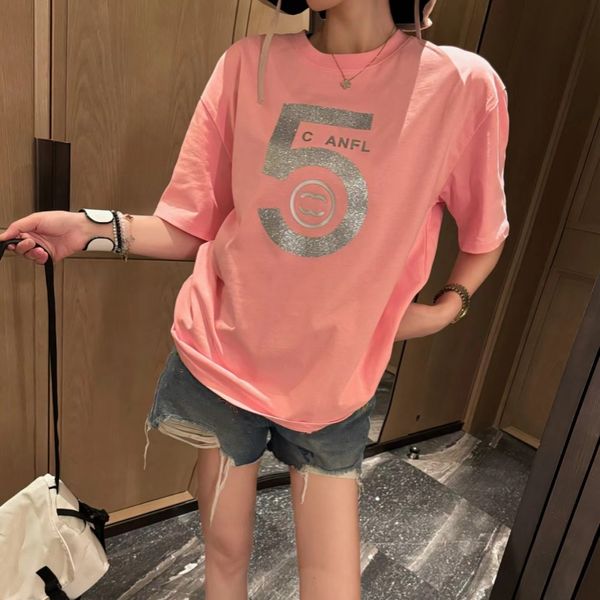

Designer T Shirt Women Channel Womens T shirt luxury brand letters print Heavy printing loose fit t shirt oversize style, White