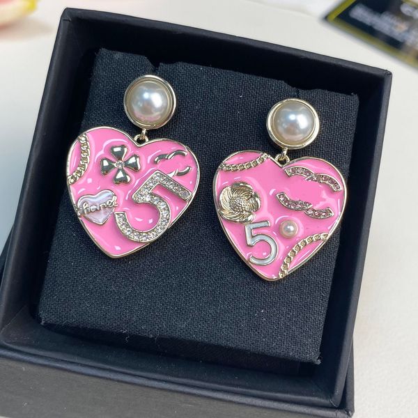 

Luxury Brand Classic Earring High Quality Designer S925 Silver Heart Dangle 18K Gold Plated Crystal Earring Women Earring Jewelry Wedding Party Gift with Box