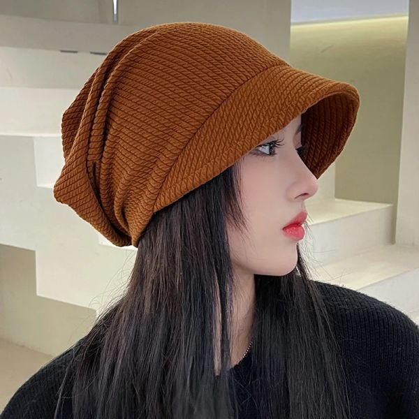 

Korean Autumn and Winter New Hat Women's Fashion Network Red Ins Heap Hat Winter Student Warmth Pullover Hat Knitted Bone Hat, Coffee