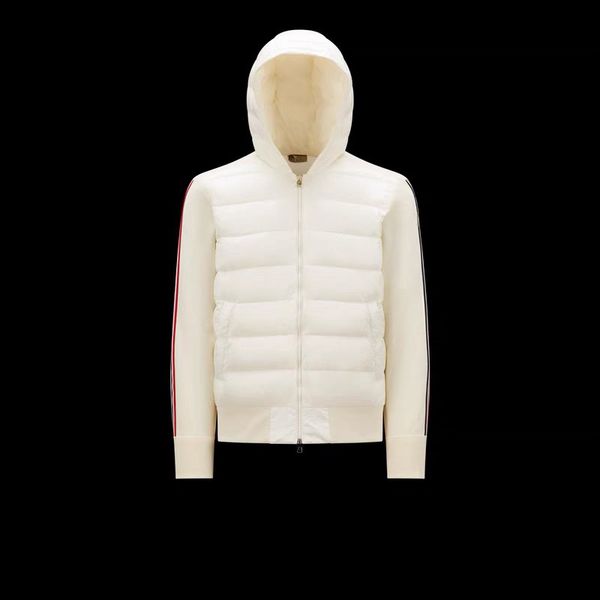 

New Hooded Down Mens Wool Patchwork Hooded Knitted Mens Down Jacket Jacket Designer Mens Winter Down Jacket Parkas Wool Sleeve Black and White