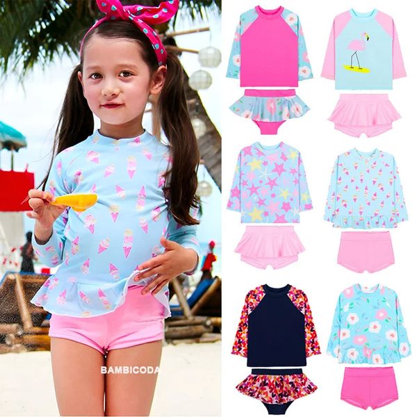 

Two-pieces Fashion Swimsuit For Girls Summer Beach Wear Children Bathing Baby Biquini Swimming Suit 240430, Cyan